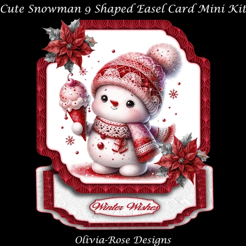 Cute Snowman 9 Shaped Easel Card Mini Kit