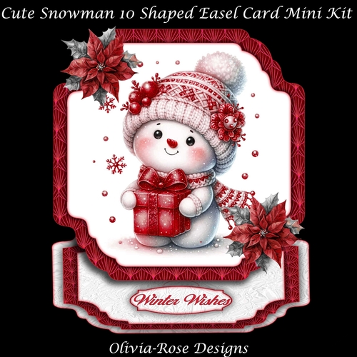 Cute Snowman 10 Shaped Easel Card Mini Kit