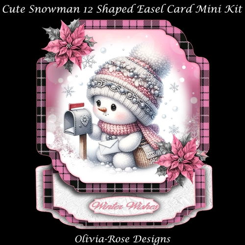 Cute Snowman 12 Shaped Easel Card Mini Kit
