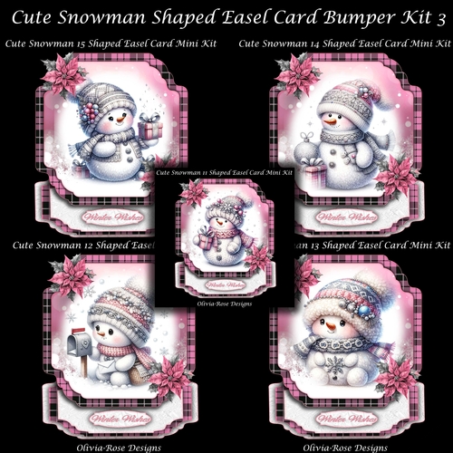 Cute Snowman Shaped Easel Card Bumper  Kit 3
