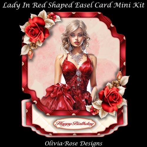 Lady In Red Shaped Easel Card Mini Kit