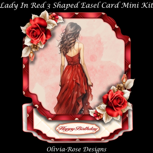 Lady In Red 3 Shaped Easel Card Mini Kit