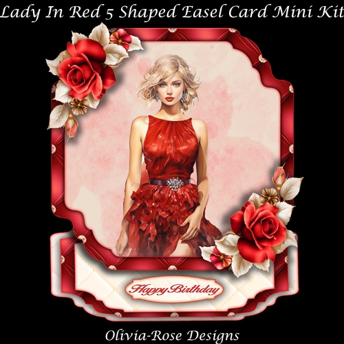 Lady In Red 5 Shaped Easel Card Mini Kit