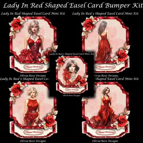 Lady In Red  Shaped Easel Card Bumper Kit