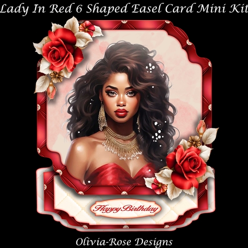 Lady In Red 6 Shaped Easel Card Mini Kit