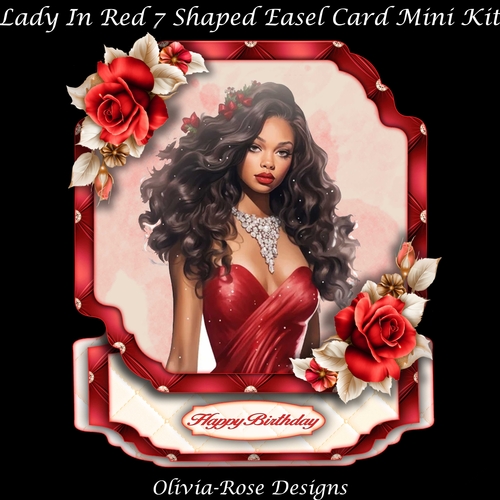 Lady In Red 7 Shaped Easel Card Mini Kit