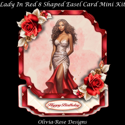 Lady In Red 8 Shaped Easel Card Mini Kit