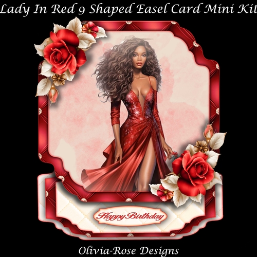 Lady In Red 9 Shaped Easel Card Mini Kit