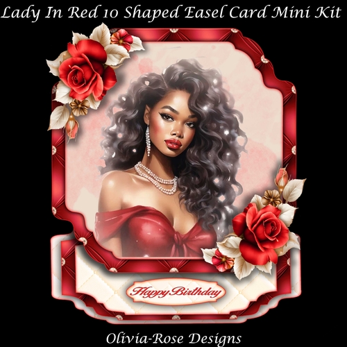 Lady In Red 10 Shaped Easel Card Mini Kit