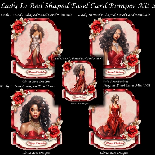 Lady In Red Shaped Easel Card Bumper Kit 2