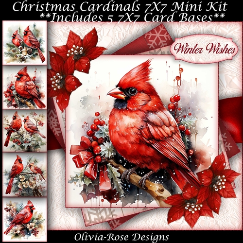 Christmas Cardinals Mini Kit 7X7