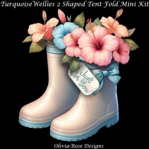 Turquoise Wellies 2 Shaped Tent Fold Mini Kit