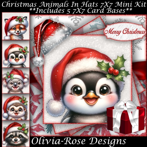 Christmas Animals In Hats Mini Kit 7x7