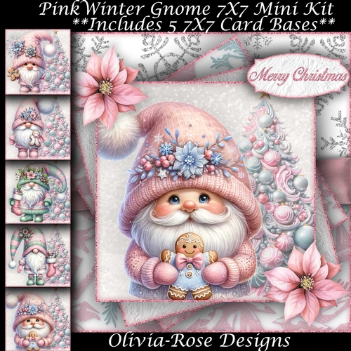 Pink Winter Gnome Mini Kit 7X7