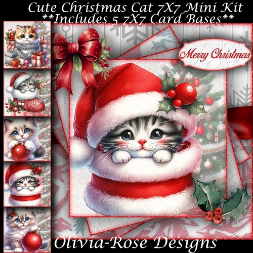 Cute Christmas Cat Mini Kit 7X7