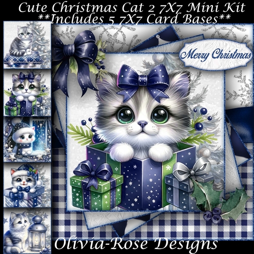 Cute Christmas Cat 2 Mini Kit 7X7