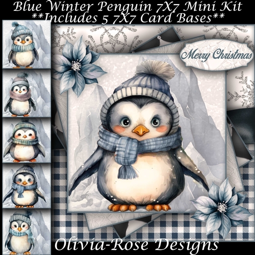 Blue Winter Penguin Mini Kit 7X7