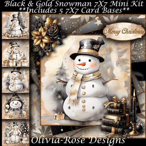 Black & Gold Snowman Mini Ki 7x7
