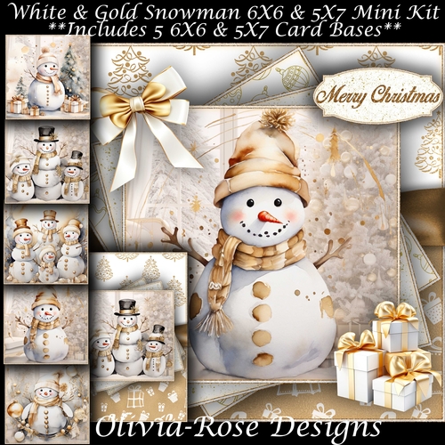 White & Gold Snowman Mini Kit