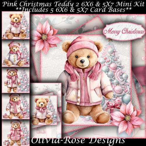Pink Christmas Teddy 2 Mini Kit 
