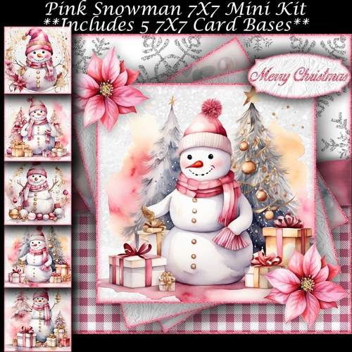 Pink Snowman Mini Kit 7X7