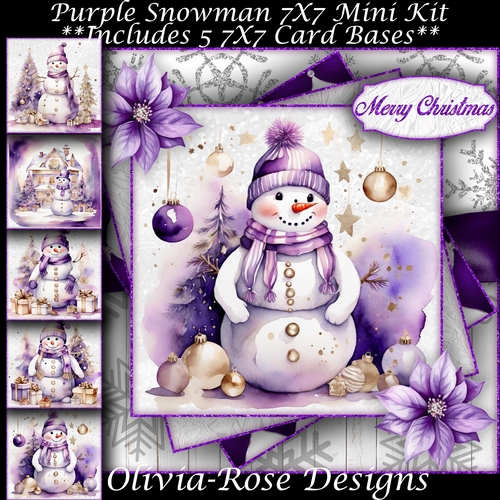 Purple Snowman Mini Kit 7X7