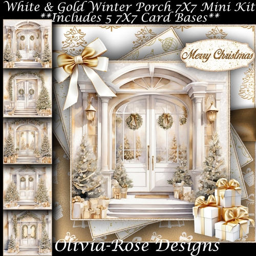 White & Gold Winter Porch Mini Kit 7X7