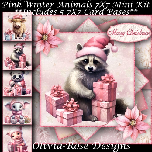 Pink Winter Animals Mini Kit 7X7