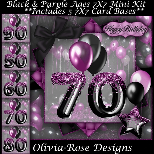 Black & Purple Ages 50-90 Mini Kit 7X7