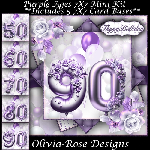 Purple Ages 50-90 Mini Kit 7X7