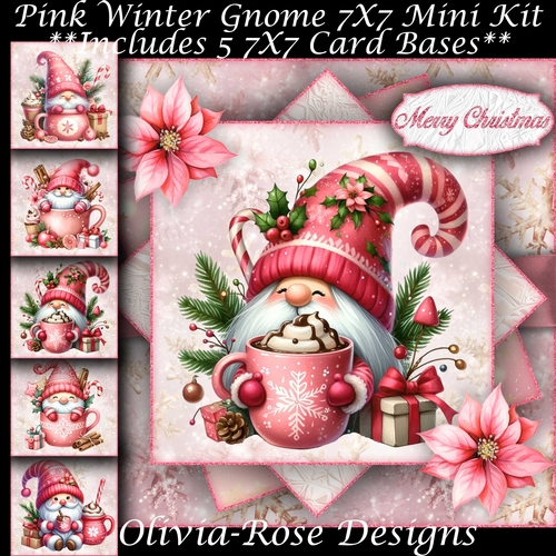 Pink Winter Gnome Mini Kit 7X7