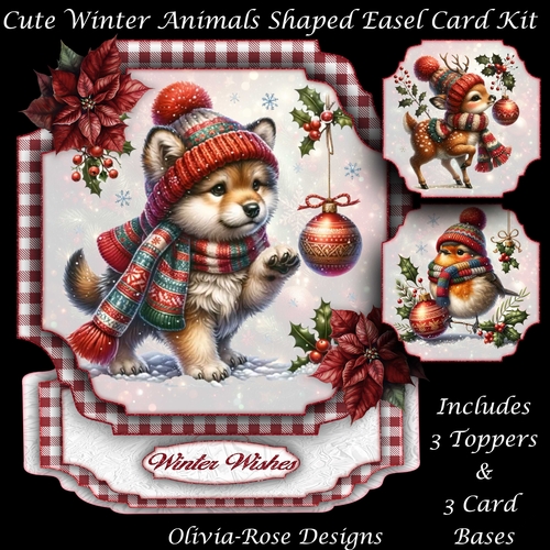 Cute Winter Animals Shaped Easel Card Kit 