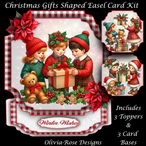 Christmas Gifts Shaped Easel Card Kit 