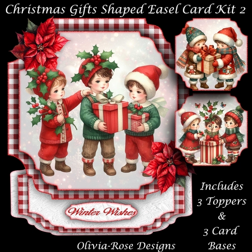 Christmas Gifts Shaped Easel Card Kit 2