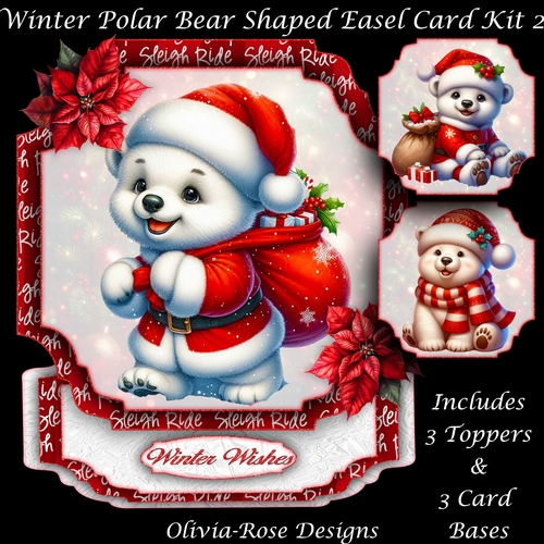 Winter Polar Bear Shaped Easel Card Kit 2