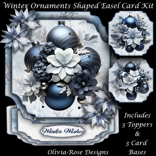 Winter Ornaments Shaped Easel Card Kit 