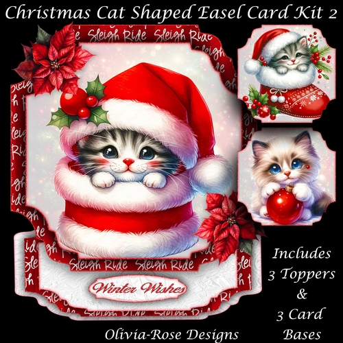 Christmas Cat Shaped Easel Card Kit 2