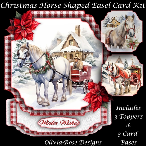 Christmas Horse Shaped Easel Card Kit