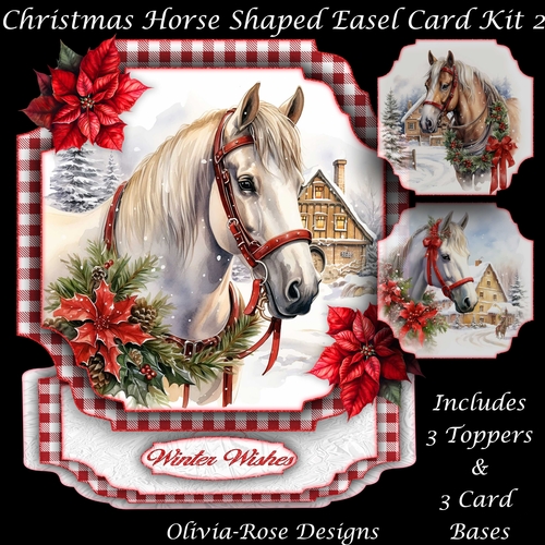 Christmas Horse Shaped Easel Card Kit 2