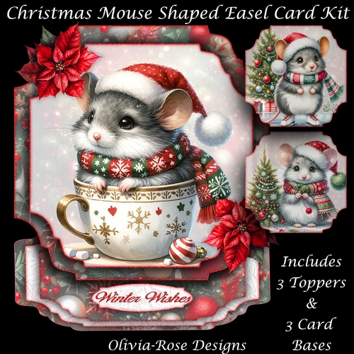 Christmas Mouse Shaped Easel Card Kit