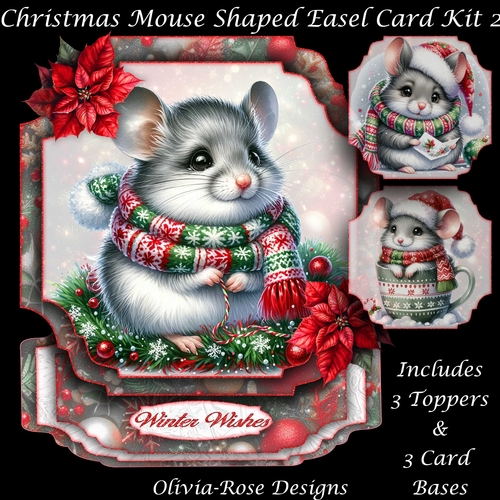 Christmas Mouse Shaped Easel Card Kit 2