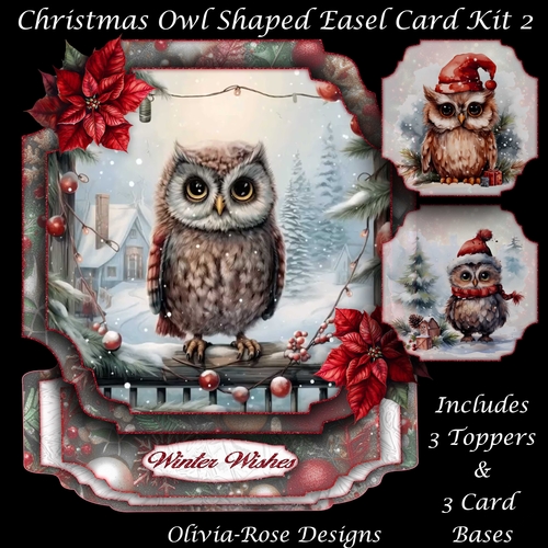 Christmas Owl Shaped Easel Card Kit 2