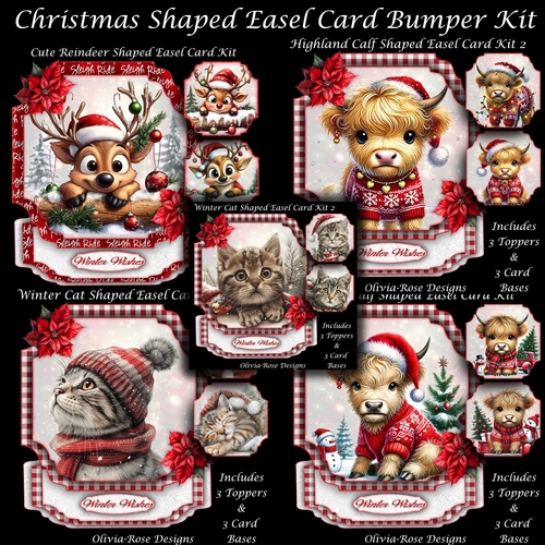 Christmas Shaped Easel Card Bumper  Kit **5 KITS INLCUDED**
