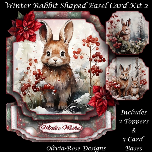 Winter Rabbit Shaped Easel Card Kit 2