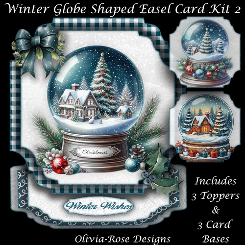 Winter Globe Shaped Easel Card Kit 2