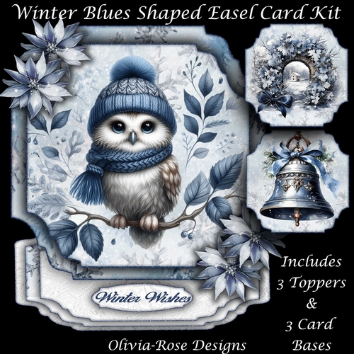Winter Blues Shaped Easel Card Kit