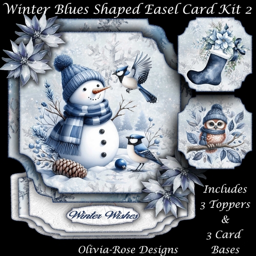 Winter Blues Shaped Easel Card Kit 2