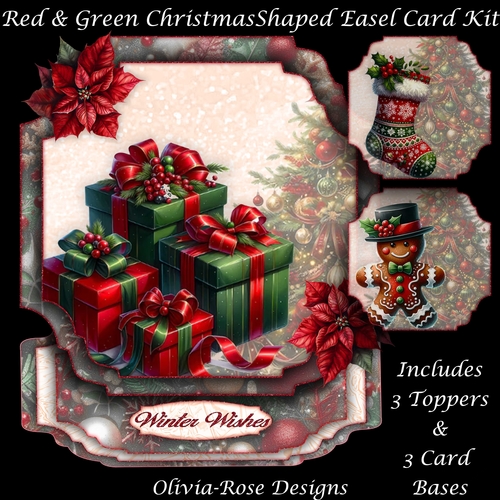 Red & Green Christmas Shaped Easel Card Kit 