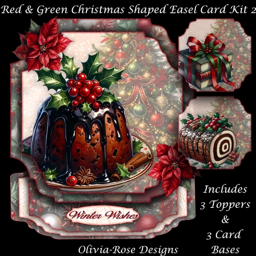 Red & Green Christmas Shaped Easel Card Kit 2