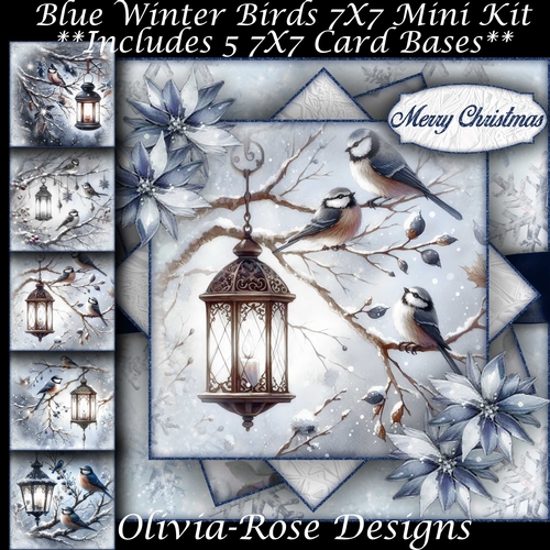 Blue Winter Birds Mini Kit 7X7